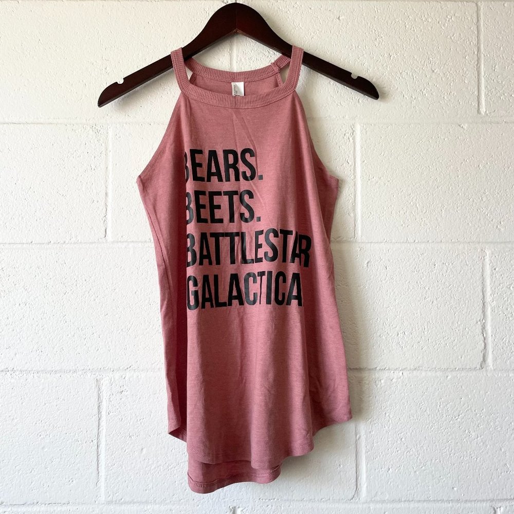 The Office Dwight Schrute Bears Beets Battle Star Galactica Tank Top Women's XS - Picture 1 of 4